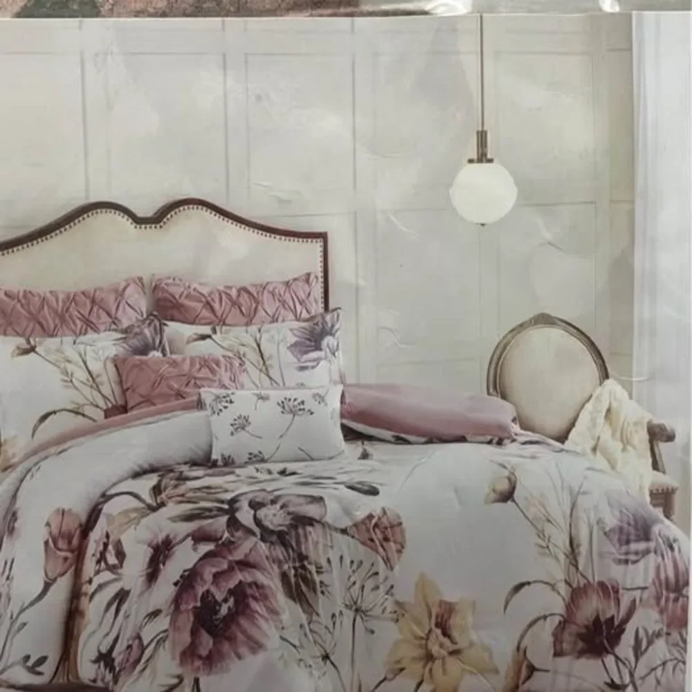 8 Pieces QUEEN Comforter Set Madison Park Pink White Floral NEW